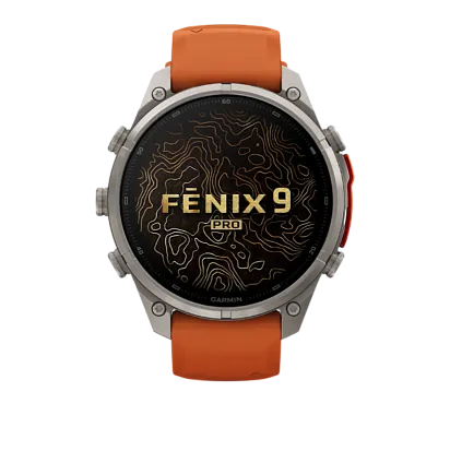 Часы Garmin Fenix 9 Pro 47mm AMOLED Sapphire Titanium with Autumn Orange/Spark Orange Silicone