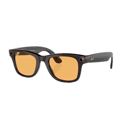 Камера-очки Ray-Ban Stories Wayfarer (Gen 1) (Shiny Rebel Black Transparent/Amber)