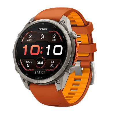 Часы Garmin Fenix 9 Pro 47mm AMOLED Sapphire Titanium with Autumn Orange/Spark Orange Silicone