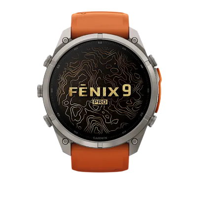 Часы Garmin Fenix 9 Pro 51mm AMOLED Sapphire Titanium with Autumn Orange/Spark Orange Silicone