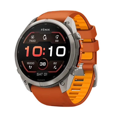 Часы Garmin Fenix 9 Pro 51mm AMOLED Sapphire Titanium with Autumn Orange/Spark Orange Silicone