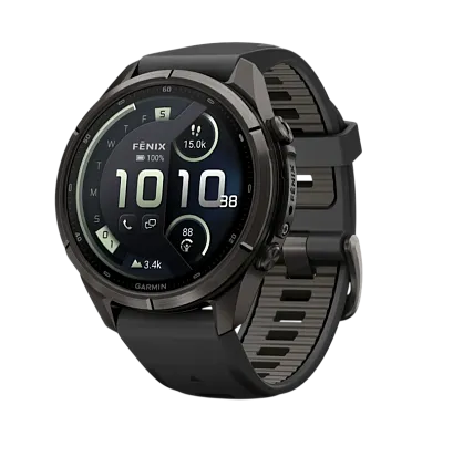 Часы Garmin Fenix 9 Pro 43mm AMOLED Sapphire Carbon Gray DLC Titanium with Black/Pebble Gray Silicone