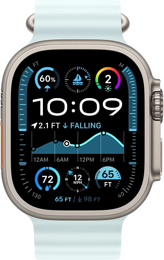 Apple Watch Ultra 2 2024 49mm Natural Titanium Ocean Band Ice Blue