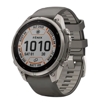 Часы Garmin Fenix 9 Pro 51mm Sapphire Solar Titanium with Pebble Gray/Silver Gray Silicone
