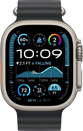 Apple Watch Ultra 2 2024 49mm Natural Titanium Ocean Band Black